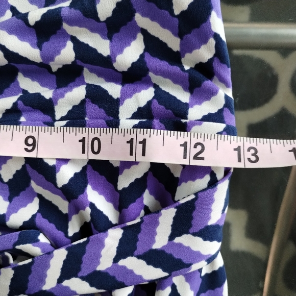 Purple and Navy Herringbone Print Belted Dress - Picture 15 of 16